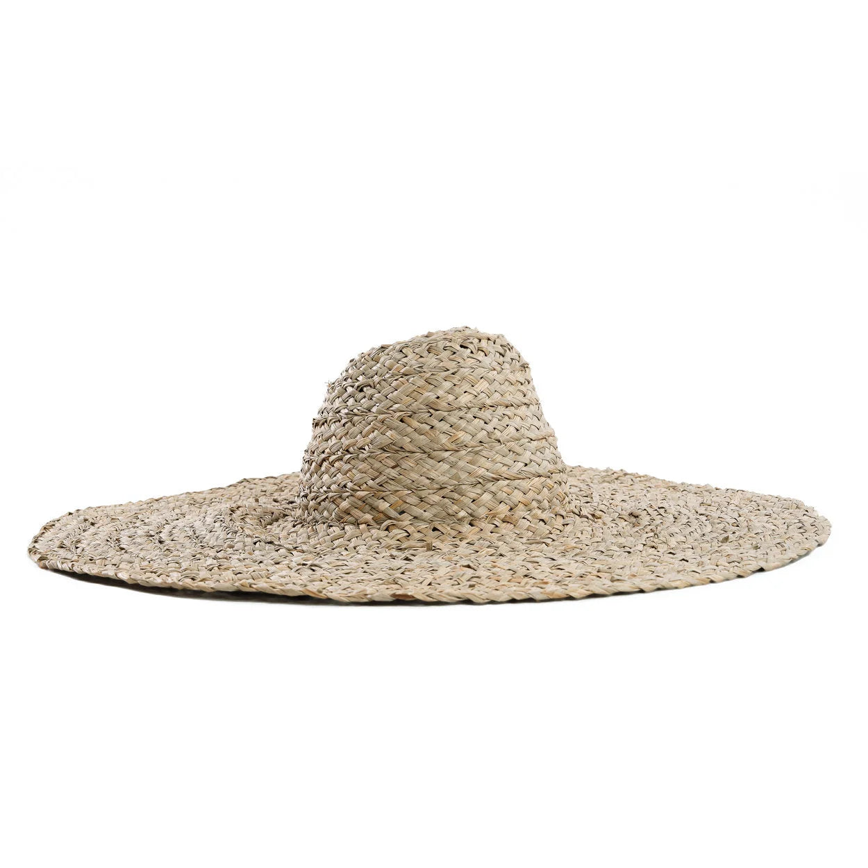 Chapeau de paille en jacinthe d’eau naturel à bord XXL souple beige tressé