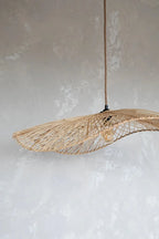Abat-jour en paille tissée pour Le Chapeau Pendentif Naturel L