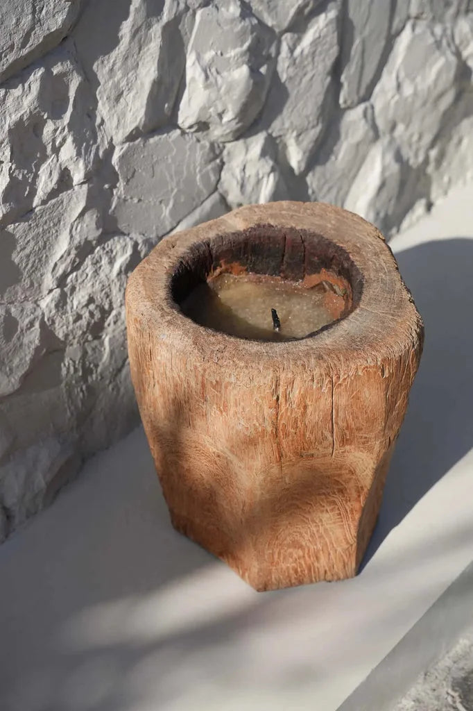 Support de bougie en bois rustique pour Le Coffre à Bougies Naturel