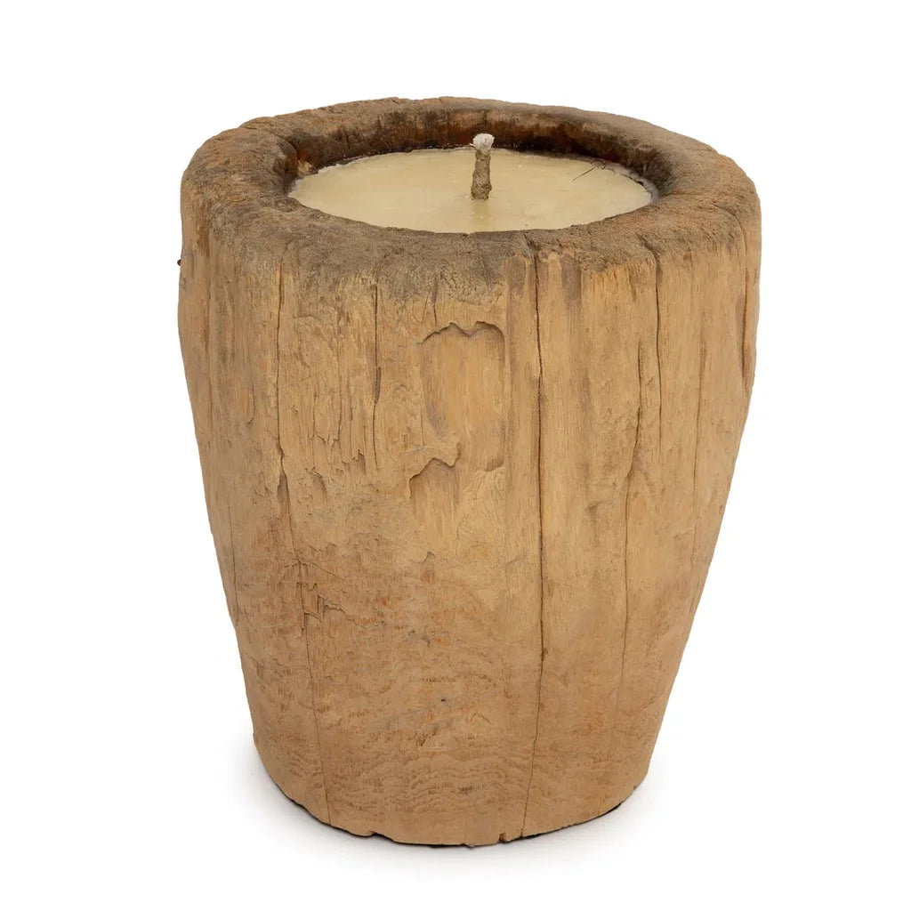 Bougie en rondins de bois rustique dans le coffret naturel Le Coffre à Bougies
