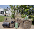 Coffres en rotin Kubu gris avec poignées en cuir – Lot de 3