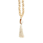 Collier coquillage perles bois crème macramé