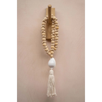 Collier décoratif coquillage perles bois naturel blanc écru