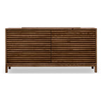 Commode en frêne massif roux lattes horizontales 173x46 cm
