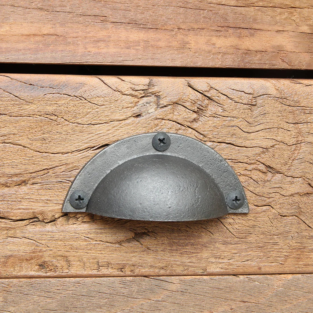 Poignée de tiroir noire mate semi-circulaire en métal avec 3 vis