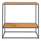 Console en bois et métal noir avec deux étagères, dimensions 80x36 cm