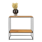 Console en bois et métal noir avec vase et deux étagères 80x36 cm