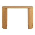 Console en bois de chêne clair naturel, pieds cylindriques, top ovale – 114x38 cm