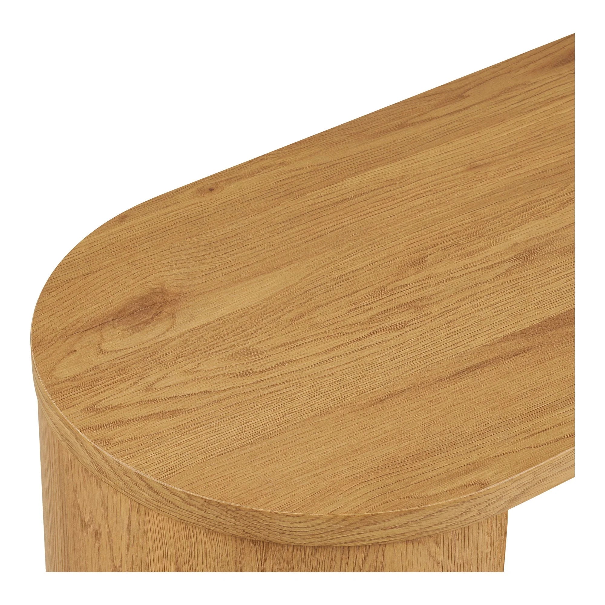 Console en bois naturel avec pieds arrondis et forme ovale 114x38 cm