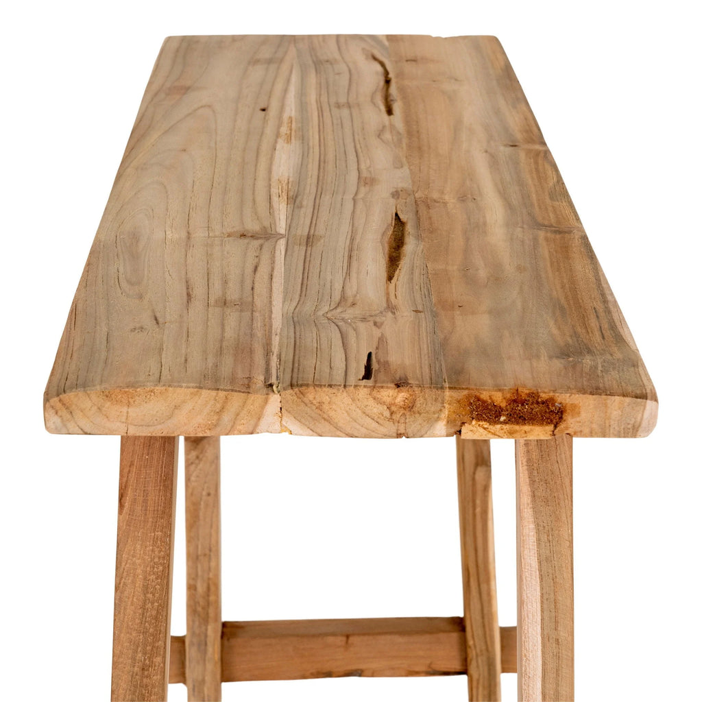 Tabouret en bois rustique naturel pour le console en bois de teck minimaliste 90x40 cm