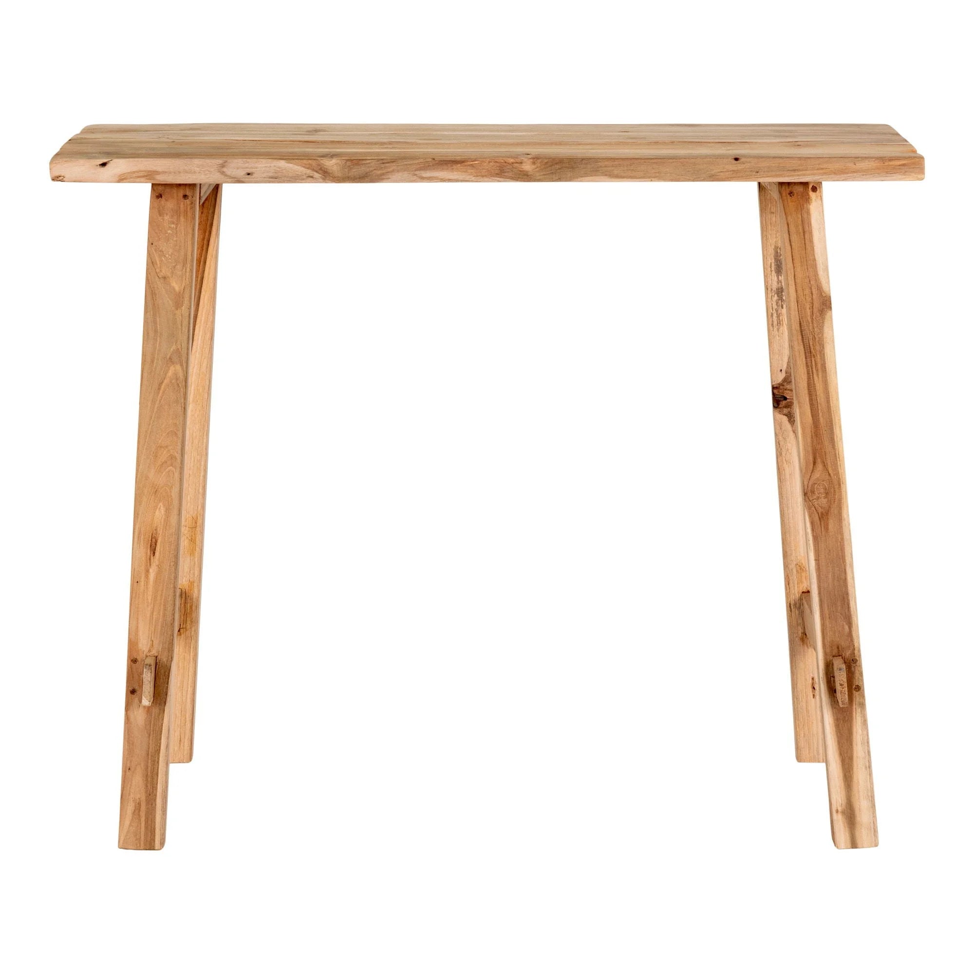 Console en bois de teck naturel design minimaliste 90x40 cm pour salon ou entrée