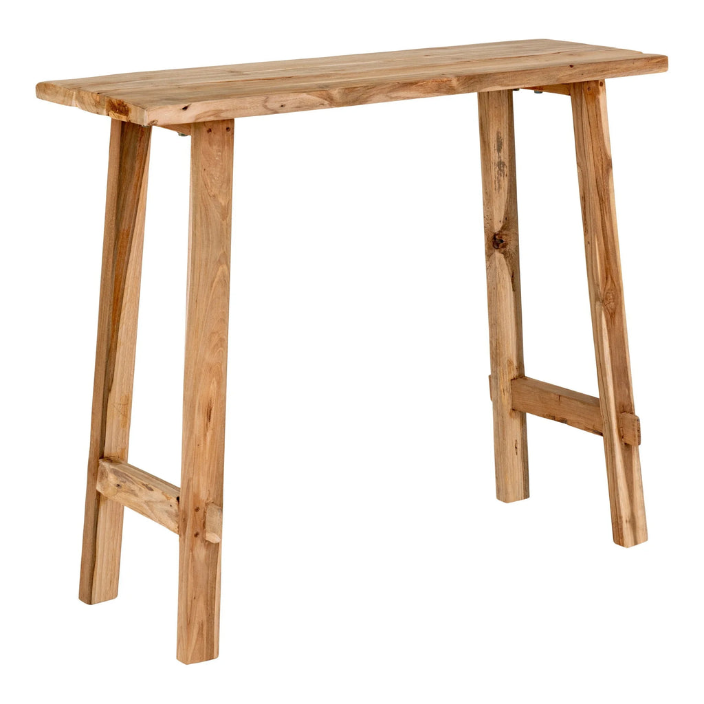 Table console en bois de teck naturel design minimaliste 90x40 cm