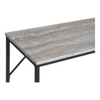 Table console rectangulaire en travertin gris et métal noir 110x26 cm