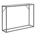 Console rectangulaire aspect travertin et métal noir 110x26 cm