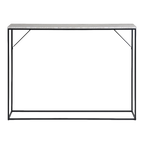 Console rectangulaire aspect travertin et métal noir 110x26 cm avec plateau faux marbre