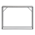 Console rectangulaire aspect travertin et métal noir – 110x26 cm