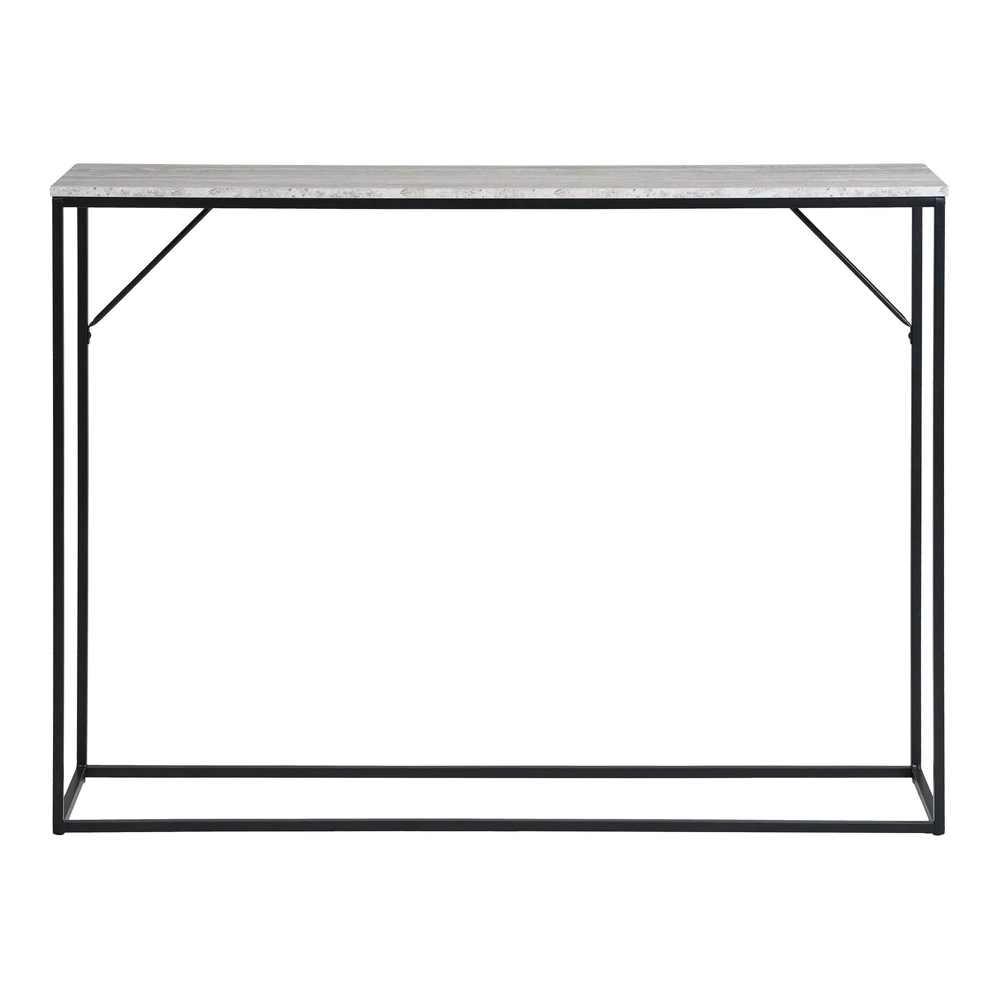 Console rectangulaire aspect travertin et métal noir – 110x26 cm