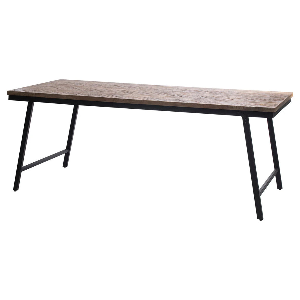 Console rectangulaire pliable en teck naturel et métal noir – 170x40 cm
