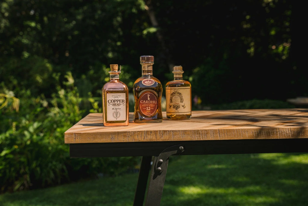 Console rectangulaire pliable en teck naturel et métal noir – 170x40 cm