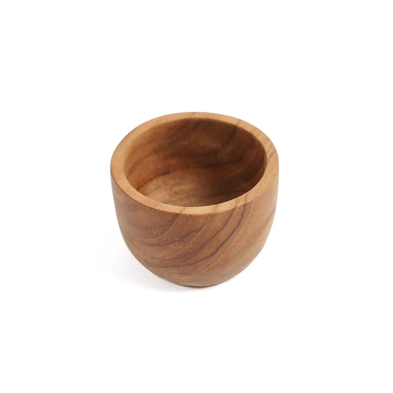 Coquetier en racine de teck naturel avec bol rond en bois artisanal 5 cm