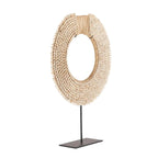 Anneau décoratif en coquille naturelle avec coquille Cowrie sur socle élégant