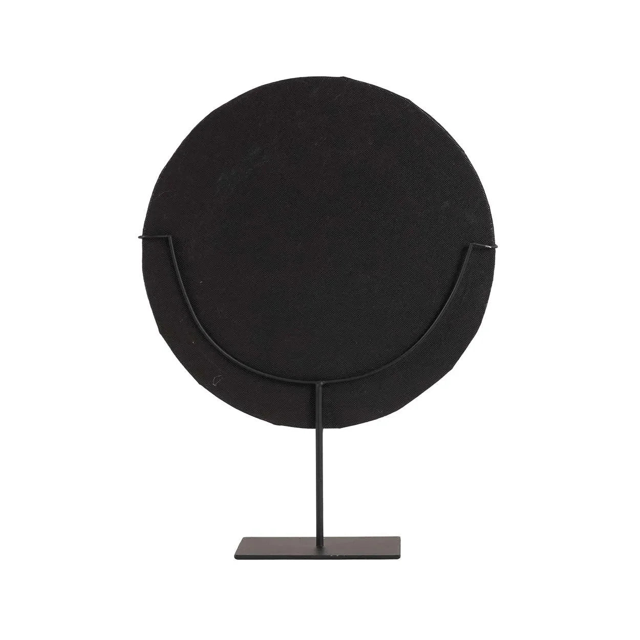 Socle en cauris blanc naturel H40 cm sur pied circulaire noir en tissu et métal