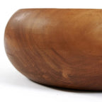 Bol en bois de teck massif rond et naturel avec grain visible pour décoration intérieure