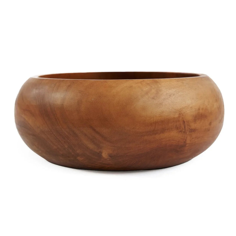 Coupe décorative en bois de teck massif forme ronde naturelle