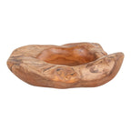 Bol en bois de teck naturel sculpté en forme organique pour décoration intérieure