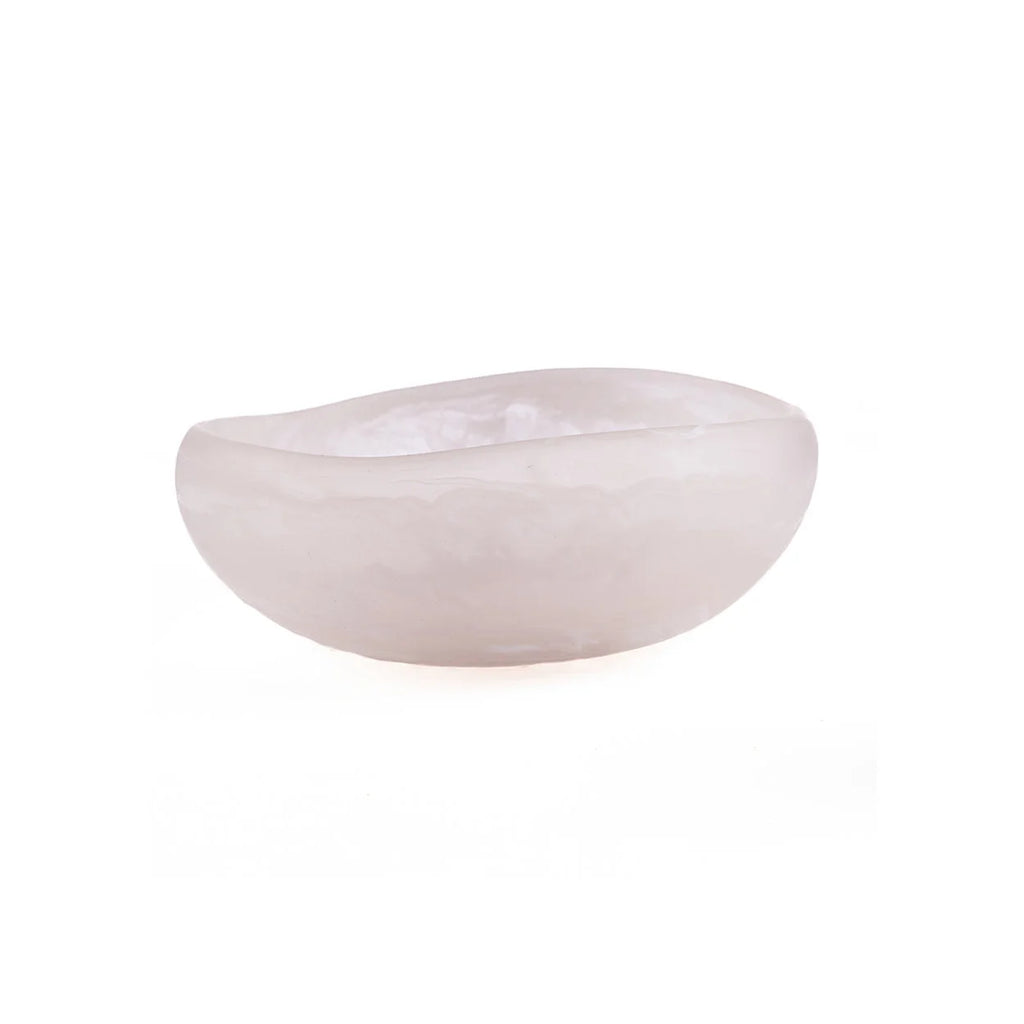 Bol en résine blanche effet albâtre forme organique, translucide et lisse