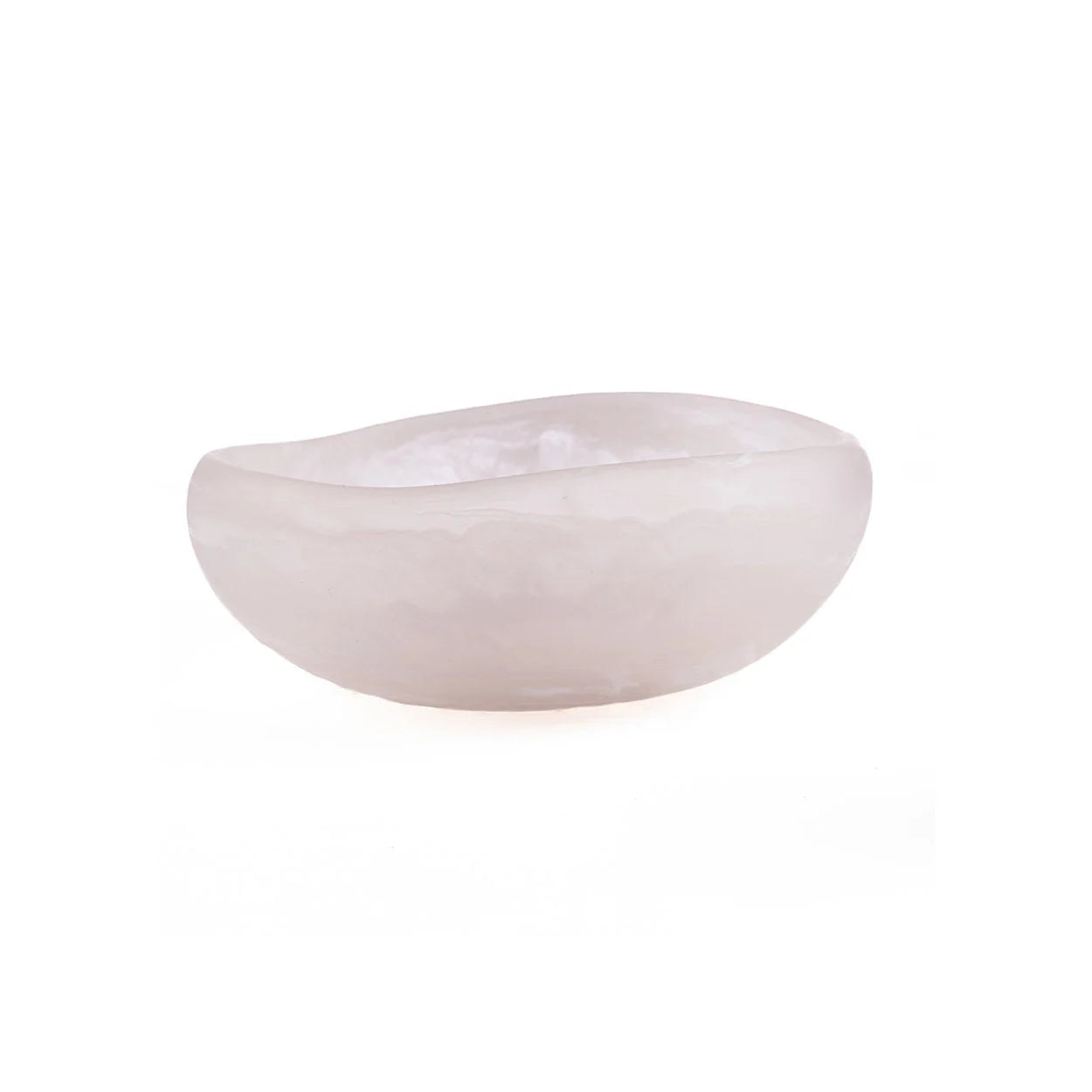 Bol en résine blanche effet albâtre forme organique, translucide et lisse