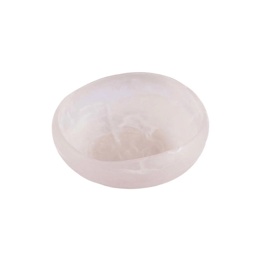Pierre de quartz rose poli en forme organique pour décoration en résine blanche albâtre