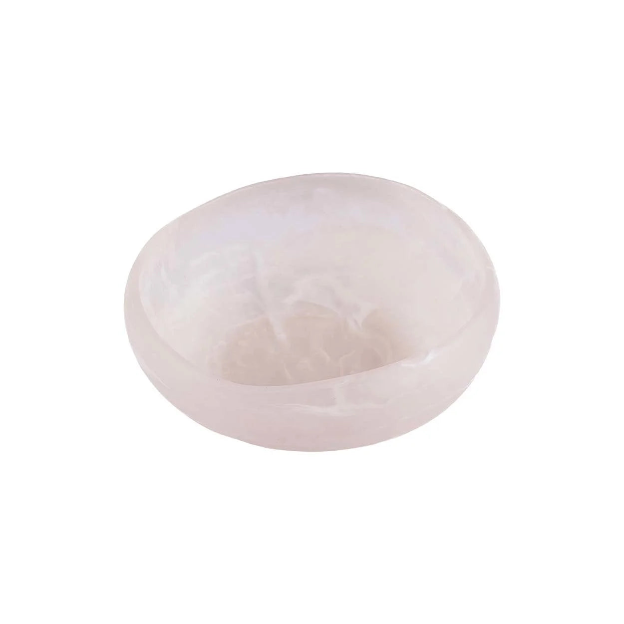 Pierre de quartz rose poli en forme organique pour décoration en résine blanche albâtre