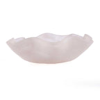 Bol blanc en verre avec ruffles, coupe décorative en résine marbrée rose blanc organique