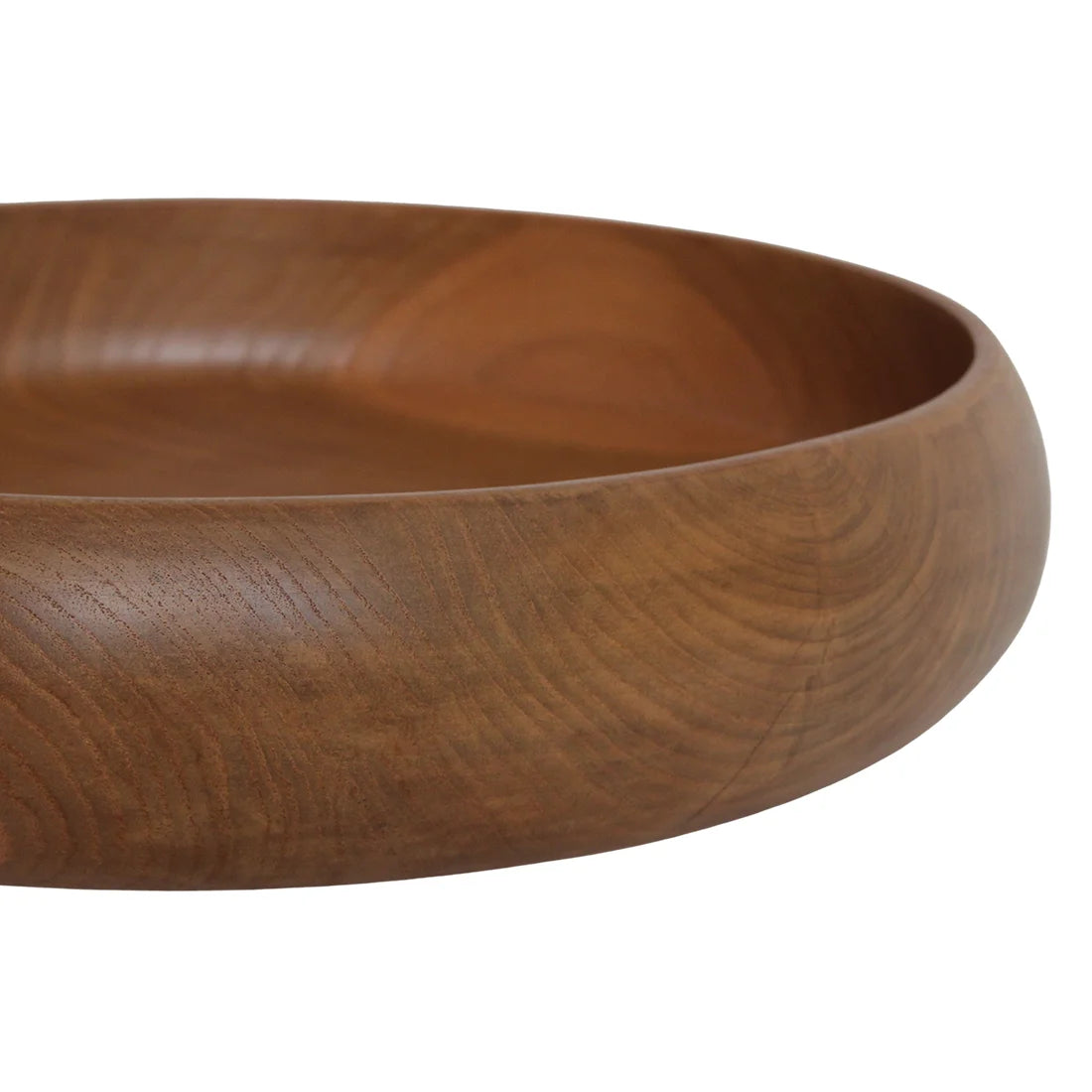 Bol en teck massif rond naturel Ø37 cm, grain bois clair lisse