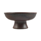 Bol en céramique terre cuite foncé avec pied et surface texturée, diamètre 30 cm