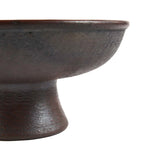 Bol en céramique terre cuite brun foncé avec texture patinée, diamètre 30 cm