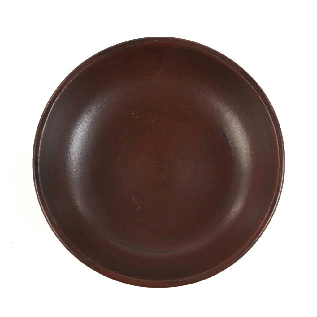 Bol en bois rond, foncé, brun rouge, finition lisse, pour Coupe sur pied en céramique terre cuite