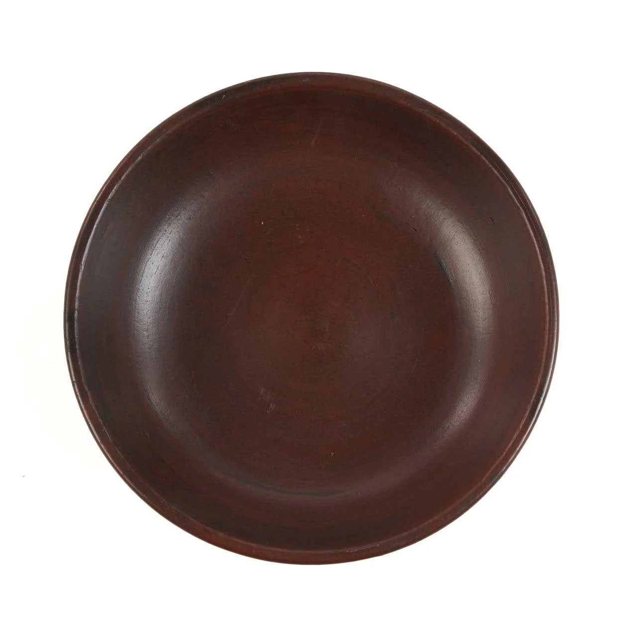 Bol en bois rond, foncé, brun rouge, finition lisse, pour Coupe sur pied en céramique terre cuite