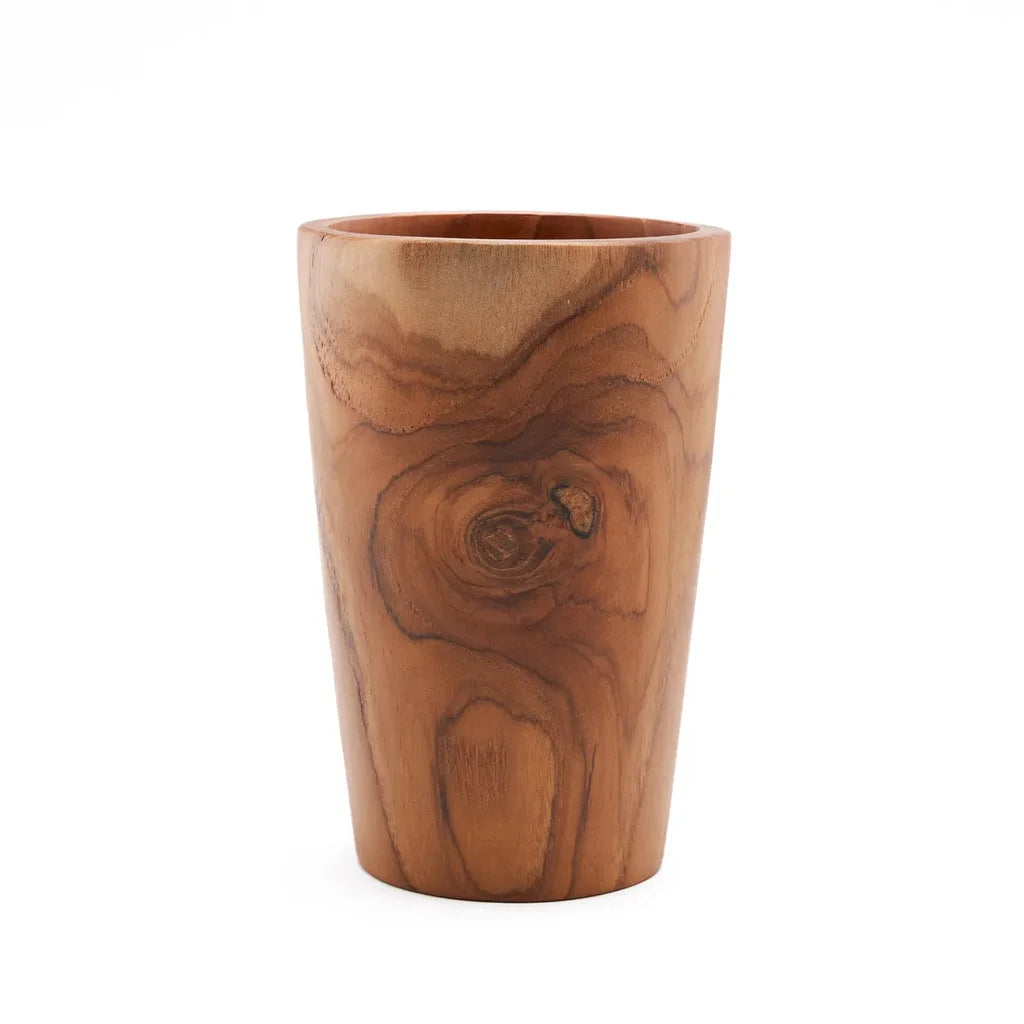 Coupe en racine de teck basse pour boire, design naturel et écologique