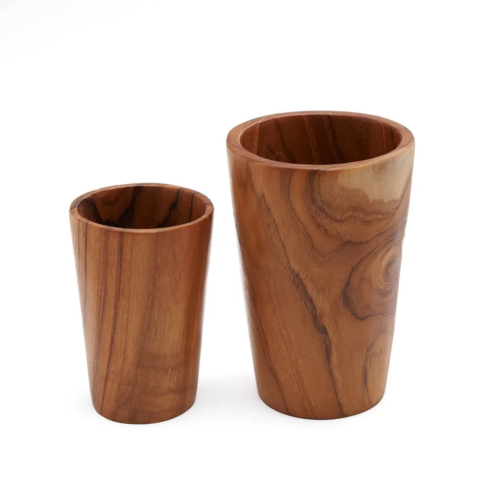 Deux tasses en bois de teck pour la coupe en racine de teck basse