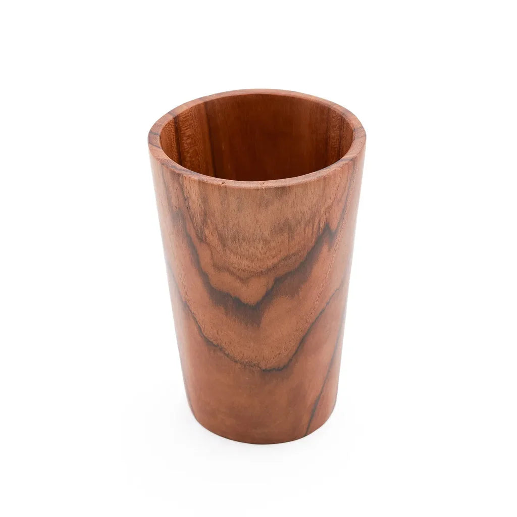 Tasse en bois de racine de Teck haute pour boire élégamment