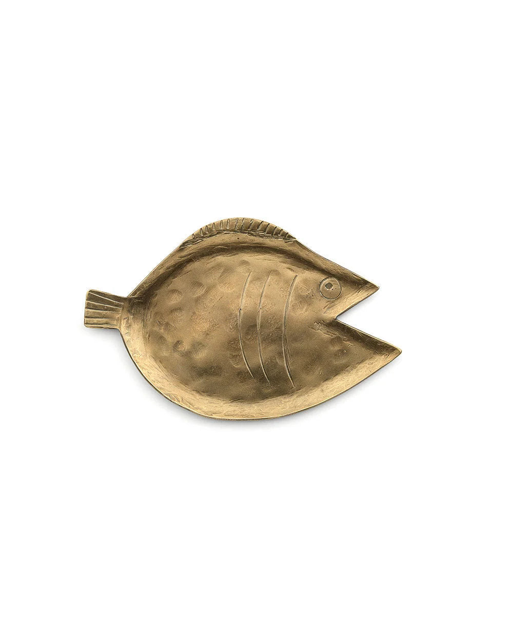 Plate décorative en laiton doré martelé en forme de poisson pour décoration intérieure