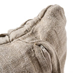 Coussin décoratif carré en lin naturel beige texturé à bord effiloché