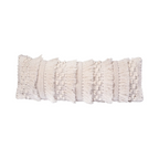 Coussin long en laine écrue avec franges et motifs tuftés, décoration intérieure élégante