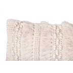 Coussin long en laine écrue avec franges et motifs tuftés, 35x95 cm