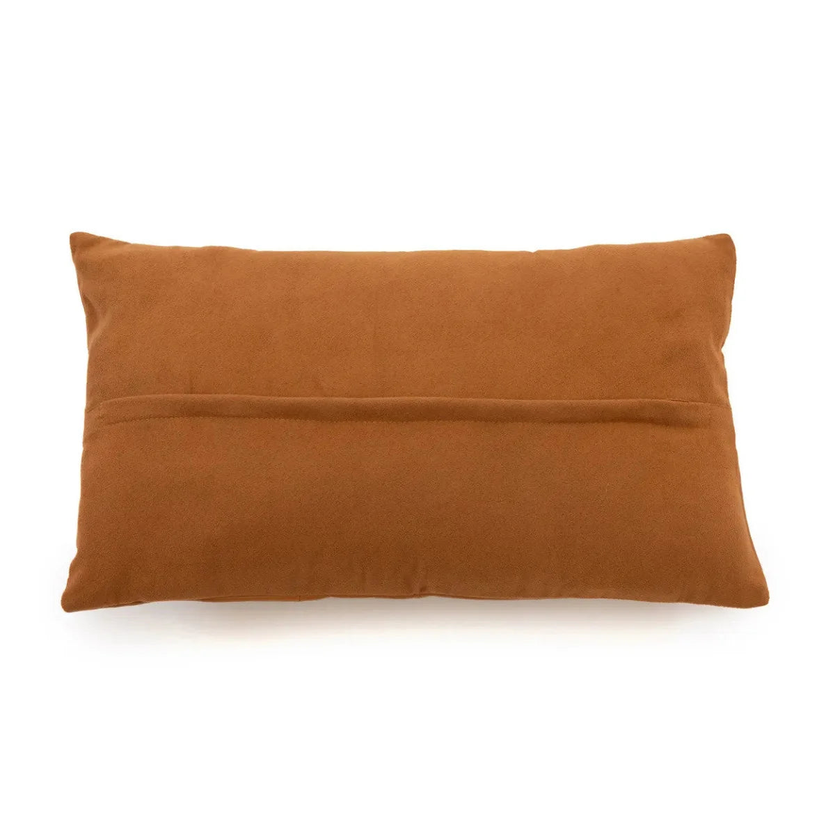 Coussin rectangulaire en cuir camel 30x50 cm avec couture horizontale