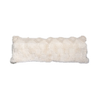 Coussin rectangulaire en laine et coton écru avec surface shaggy et motif en relief