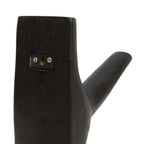 Crochet mural en teck noir avec crochet en bois foncé et vis de fixation visibles