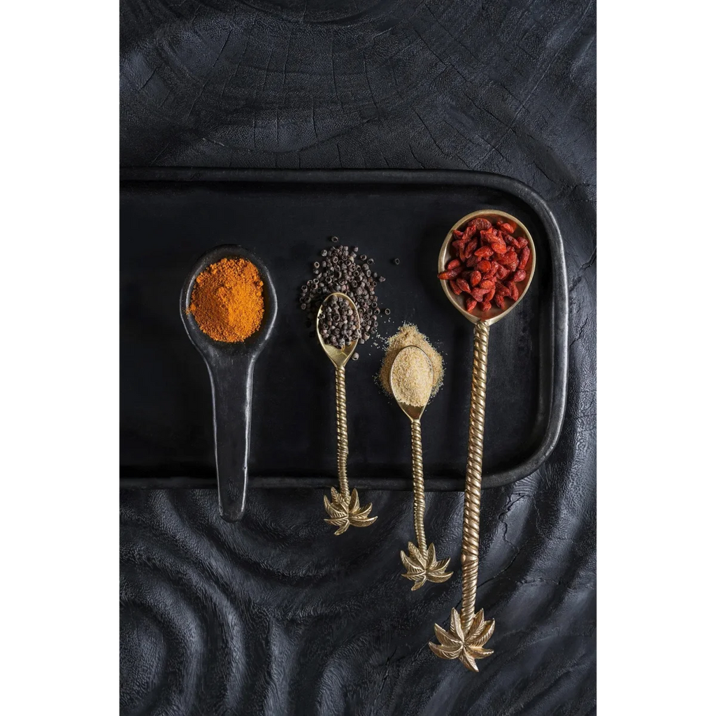 Cuillère à salade en laiton palmier – Finition dorée